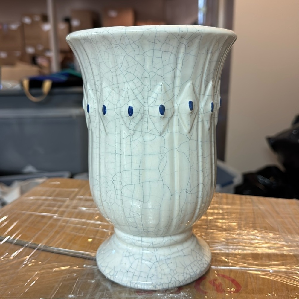 Vintage McCoy Blue Diamond Crackle Vase